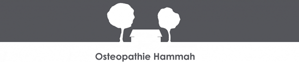 Logo der Osteopathiepraxis Hammah: ein Haus zwischen zwei Bäumen
